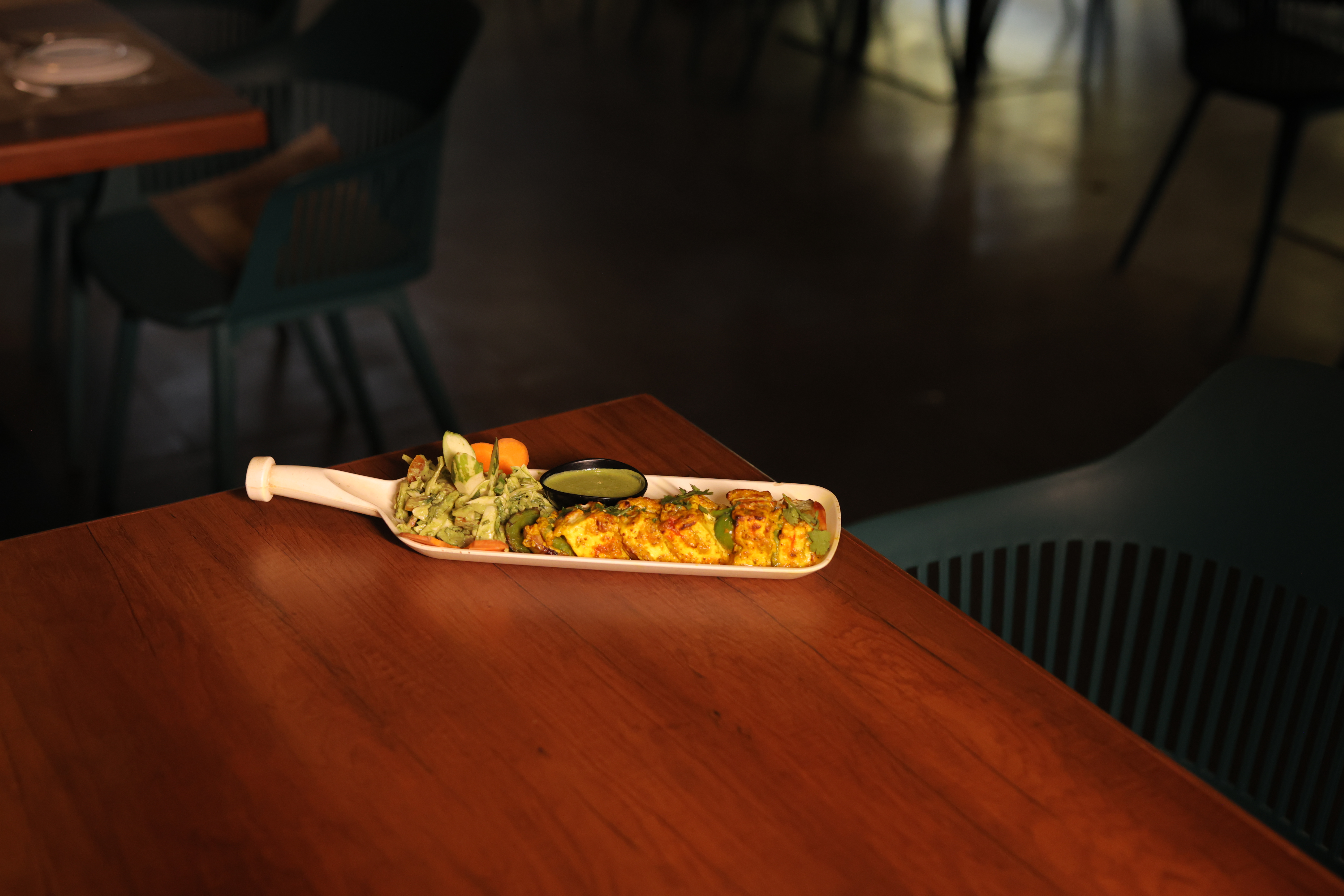 Paneer tikka platter elegantly served at Jatra Countryside restaurant